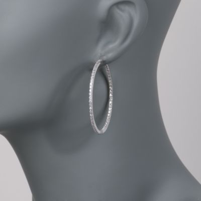 3.50 ct. t.w. CZ In-And-Out Hoop Earrings in Sterling Silver &mdash; Alt Image 2