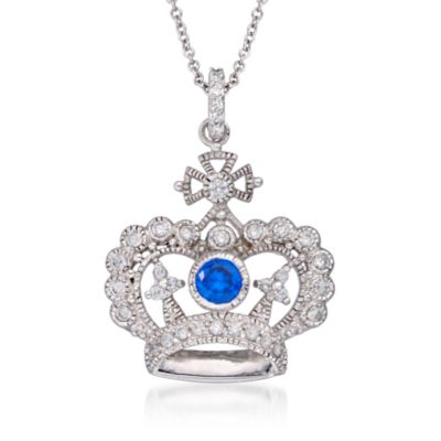 .70 ct. t.w. White and Blue CZ Crown Necklace In Sterling Silver &mdash; Alt Image 1