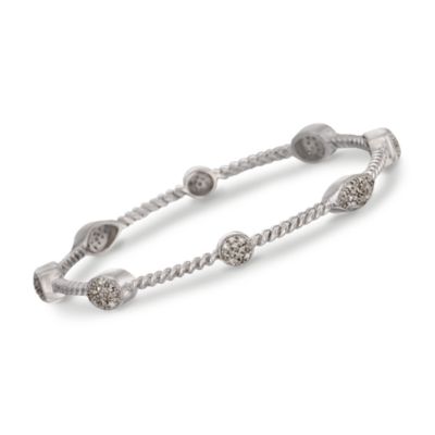 .30 ct. t.w. Pave Diamond Station Bangle Bracelet in Sterling Silver &mdash; Alt Image 1