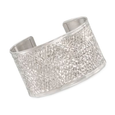 Italian Sterling Silver Diamond-Cut Cuff. 7" &mdash; Alt Image 1