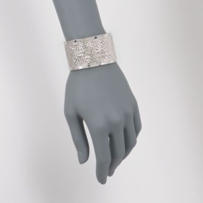 Italian Sterling Silver Diamond-Cut Cuff. 7" &mdash; Alt Image 2