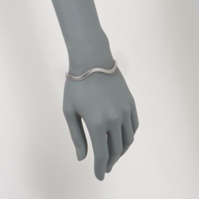 Italian 14kt White Gold Wavy Mesh Bangle Bracelet &mdash; Alt Image 2