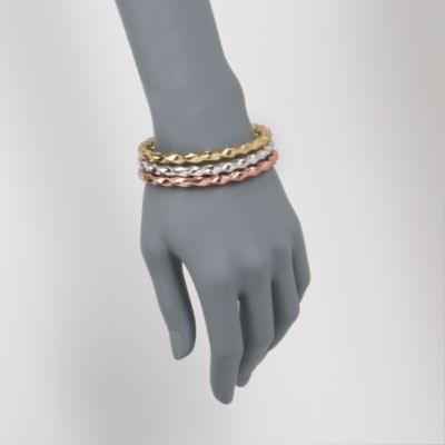 Italian Flex Twisted Bangle Bracelet Set With 14kt Gold &mdash; Alt Image 2