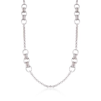 Long Italian Sterling Silver Mixed-Link Necklace &mdash; Alt Image 1