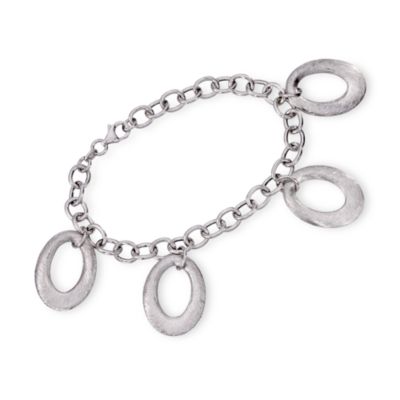 Italian Sterling Silver Oval Charm Bracelet &mdash; Alt Image 1
