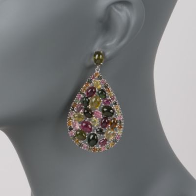 47.00 ct. t.w. Multicolored Tourmaline Earrings in Sterling Silver &mdash; Alt Image 2
