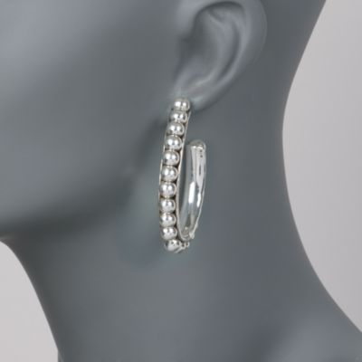Sterling Silver Extra Large Beaded J-Hoop Earrings &mdash; Alt Image 2