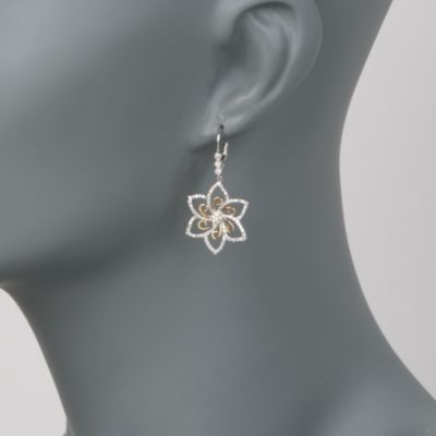 .75 ct. t.w. Diamond Flower Earrings In 14kt Two-Tone Gold &mdash; Alt Image 2