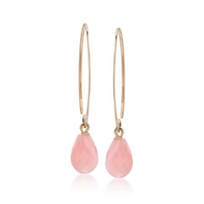 Pink Opal Drop Earrings In 14kt Yellow Gold &mdash; Alt Image 1