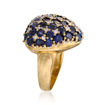 C. 1980 Vintage 6.30 ct. t.w. Sapphire and .40 ct. t.w. Diamond Heart Ring In 14kt Yellow Gold. Size 5.5 &mdash; Alt Image 2