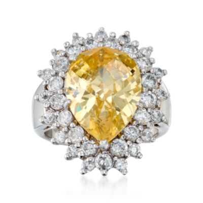 10.15 ct. t.w. Yellow and Clear CZ Ring in Sterling Silver &mdash; Alt Image 1