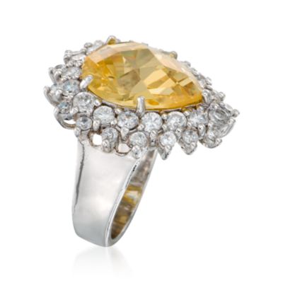 10.15 ct. t.w. Yellow and Clear CZ Ring in Sterling Silver &mdash; Alt Image 3