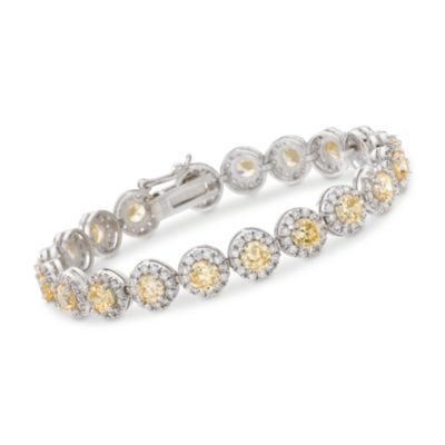 13.50 ct. t.w. Yellow and Clear CZ Link Bracelet in Sterling Silver &mdash; Alt Image 1