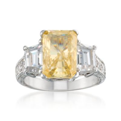 6.25 ct. t.w. Yellow and Clear CZ Ring in Sterling Silver &mdash; Alt Image 1