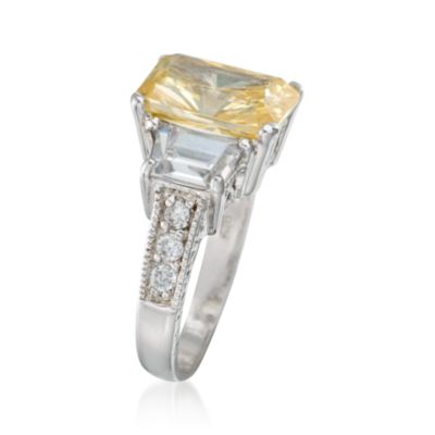 6.25 ct. t.w. Yellow and Clear CZ Ring in Sterling Silver &mdash; Alt Image 3