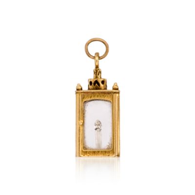 C. 1980 Vintage .10 Carat Diamond Lantern Charm Pendant In 18kt Yellow Gold &mdash; Alt Image 1