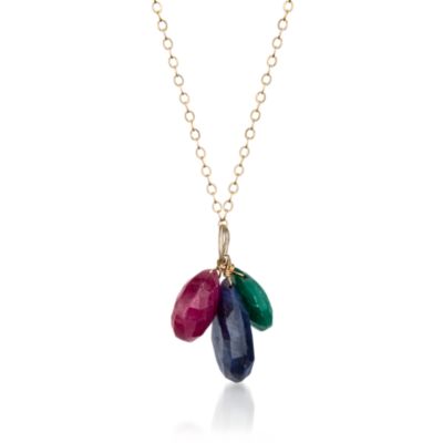 28.00 ct. t.w. Multi-Gem Cluster Necklace In 14kt Yellow Gold &mdash; Alt Image 1