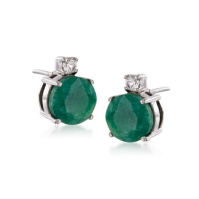 4.80 ct. t.w. Emerald and .15 ct. t.w. Topaz Stud Earrings in Sterling Silver &mdash; Alt Image 1