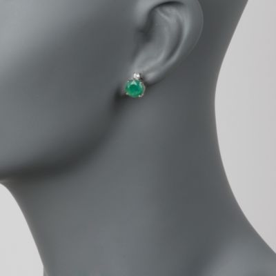 4.80 ct. t.w. Emerald and .15 ct. t.w. Topaz Stud Earrings in Sterling Silver &mdash; Alt Image 2