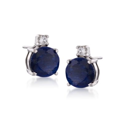 4.80 ct. t.w. Sapphire and .15 ct. t.w. Topaz Stud Earrings in Sterling Silver &mdash; Alt Image 1