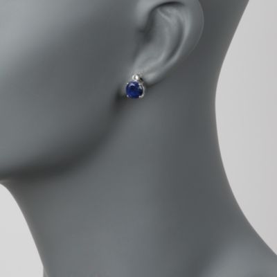 4.80 ct. t.w. Sapphire and .15 ct. t.w. Topaz Stud Earrings in Sterling Silver &mdash; Alt Image 2