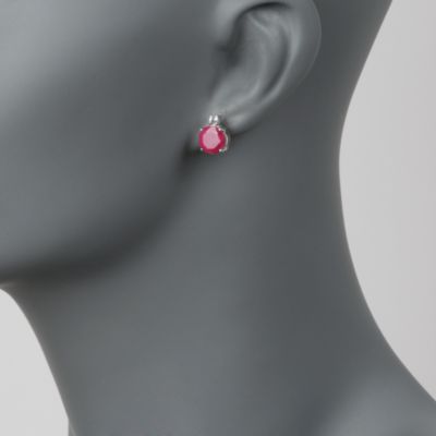 4.80 ct. t.w. Ruby and .15 ct. t.w. Topaz Stud Earrings in Sterling Silver &mdash; Alt Image 2