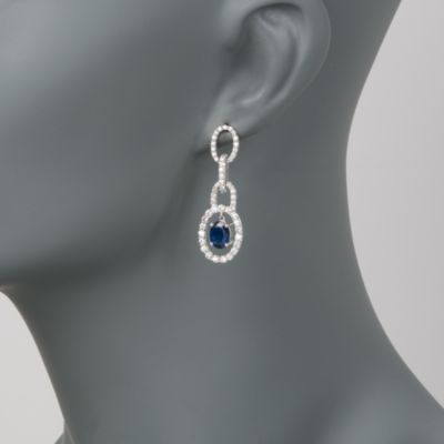 3.00 ct. t.w. Sapphire and 2.00 ct. t.w. Diamond Earrings in 14kt White Gold &mdash; Alt Image 2
