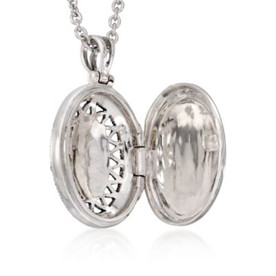 Marcasite Locket Pendant Necklace in Sterling Silver. 18" &mdash; Alt Image 3