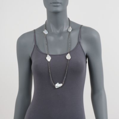 Labradorite Bead Necklace With Baroque Coin Pearls in 14kt Yellow Gold &mdash; Alt Image 2