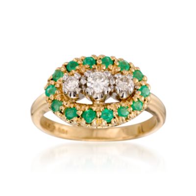 C. 1960 Vintage .40 ct. t.w. Emerald and .25 ct. t.w. Diamond Ring In 14kt Two-Tone. Size 6 &mdash; Alt Image 1