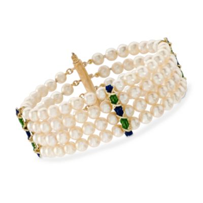 C. 1990 Vintage 5-5.5mm Cultured Pearl Bracelet in 14kt Yellow Gold. 6" &mdash; Alt Image 1