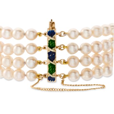 C. 1990 Vintage 5-5.5mm Cultured Pearl Bracelet in 14kt Yellow Gold. 6" &mdash; Alt Image 3