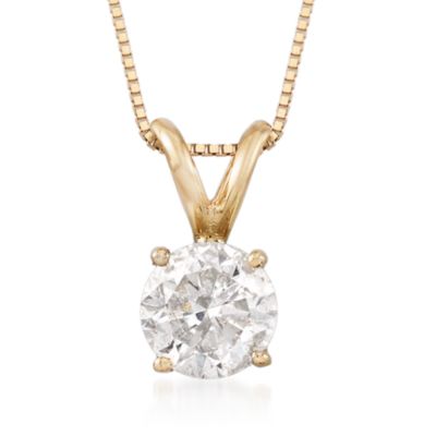 1.00 Carat Diamond Solitaire Pendant Necklace in 14kt Yellow Gold. 18" &mdash; Alt Image 1