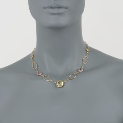 15.35 ct. t.w. Lime Quartz and Amethyst Oval-Link Necklace In 14kt Yellow Gold &mdash; Alt Image 2