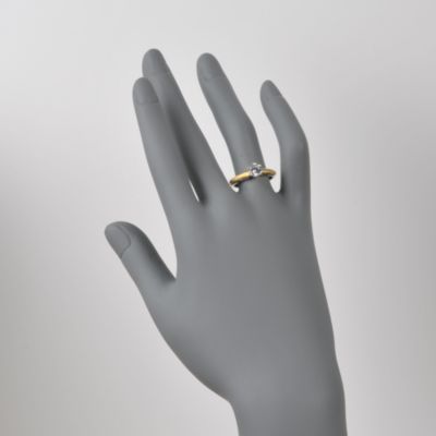 C.1980 Vintage Diamond Engagement Ring Setting With .75 Carat CZ Center In 18kt White  Gold and And 24kt Yellow Gold. Size 7 &mdash; Alt Image 2