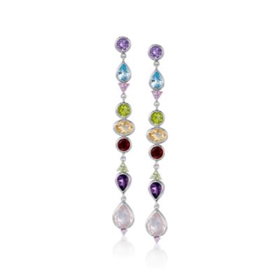 12.60 ct. t.w. Multi-Gem Dangle Earrings In Sterling Silver &mdash; Alt Image 1