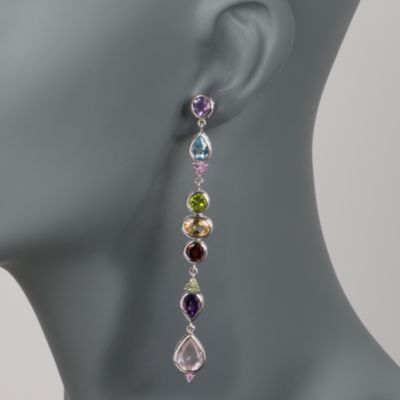 12.60 ct. t.w. Multi-Gem Dangle Earrings In Sterling Silver &mdash; Alt Image 2