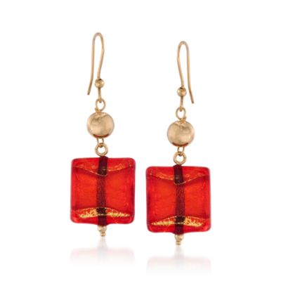 Italian Murano Glass Earrings In 14kt Yellow Gold &mdash; Alt Image 1
