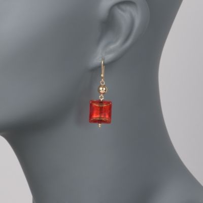 Italian Murano Glass Earrings In 14kt Yellow Gold &mdash; Alt Image 2
