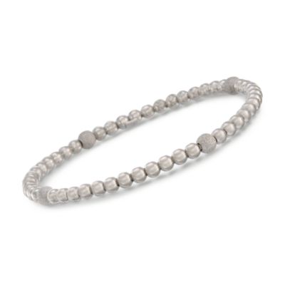 Italian Sterling Silver Beaded Bangle Bracelet &mdash; Alt Image 1