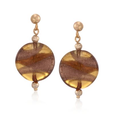 Italian Murano Glass Earrings in 14kt Yellow Gold &mdash; Alt Image 1
