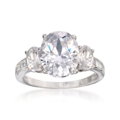 5.40 ct. t.w. CZ 3-Stone Ring With CZs in Sterling Silver &mdash; Alt Image 1