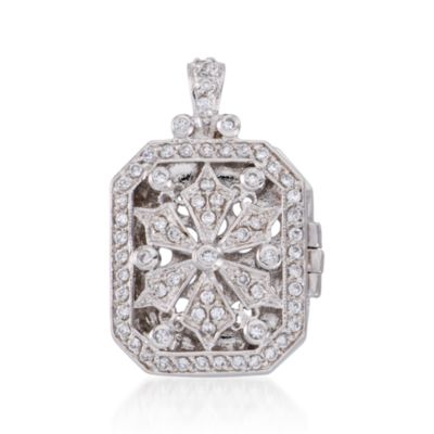 2.75 ct. t.w. CZ Floral Locket In Sterling Silver &mdash; Alt Image 1