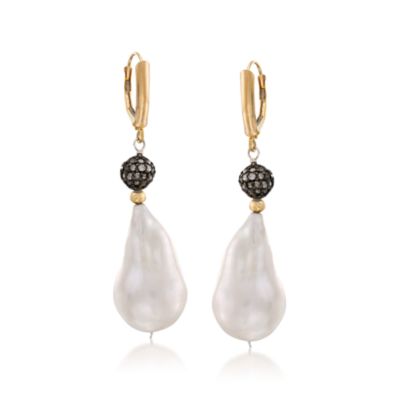 Baroque Pearl Earrings in 14kt Yellow Gold &mdash; Alt Image 1