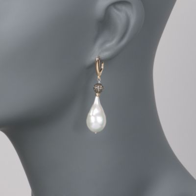 Baroque Pearl Earrings in 14kt Yellow Gold &mdash; Alt Image 2