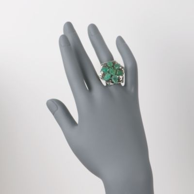 7.40 ct. t.w. Carved Emerald and .40 ct. t.w. Diamond Leaf Ring in Sterling Silver &mdash; Alt Image 2