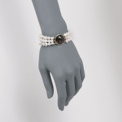 7-8mm Keshi Pearl and Smoky Quartz Bracelet In 14kt Yellow Gold &mdash; Alt Image 2