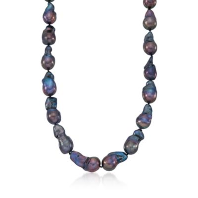12-14mm Black Cultured Baroque Pearl Necklace With 14kt Yellow Gold Clasp &mdash; Alt Image 1