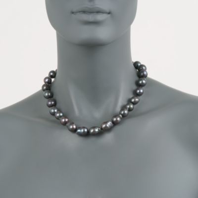 12-14mm Black Cultured Baroque Pearl Necklace With 14kt Yellow Gold Clasp &mdash; Alt Image 3