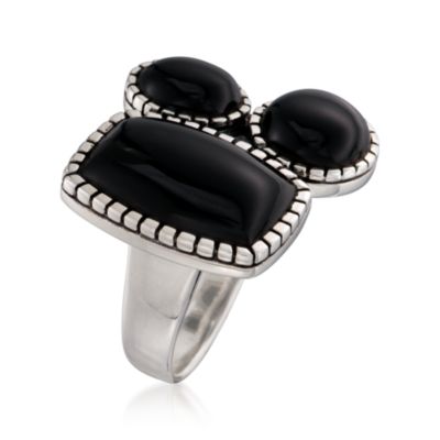 Black Onyx Abstract Ring in Sterling Silver &mdash; Alt Image 3